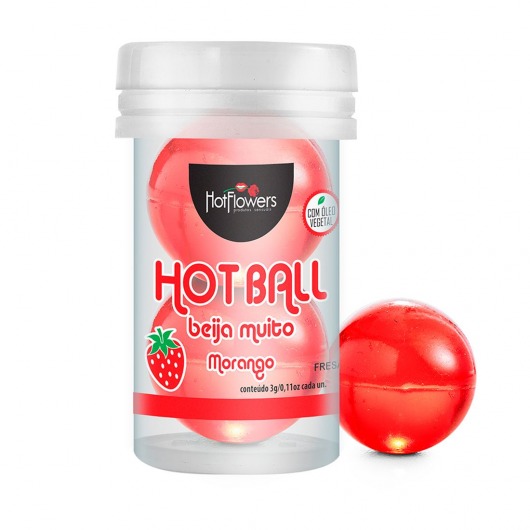 Лубрикант на масляной основе Hot Ball Beija Muito с ароматом клубники (2 шарика по 3 гр.) - HotFlowers - купить с доставкой в Салавате