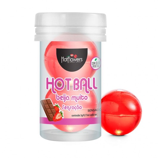 Лубрикант на масляной основе Hot Ball Beija Muito с ароматом шоколада и клубники (2 шарика по 3 гр.) - HotFlowers - купить с доставкой в Салавате