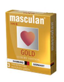 Презервативы Masculan Ultra Gold с золотым напылением и ароматом ванили - 3 шт. - Masculan - купить с доставкой в Салавате