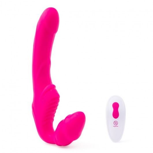 Розовый безремневой страпон на радиоуправлении Strapless Together - 22 см. - Together Toy - купить с доставкой в Салавате