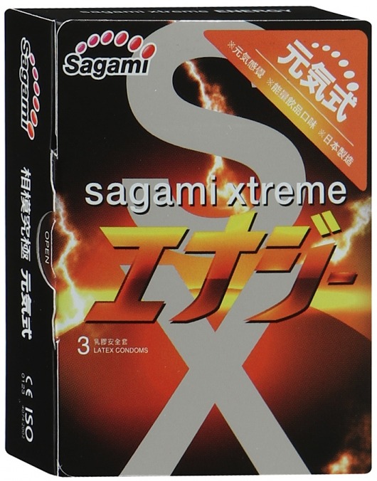 Презервативы Sagami Xtreme ENERGY с ароматом энергетика - 3 шт. - Sagami - купить с доставкой в Салавате