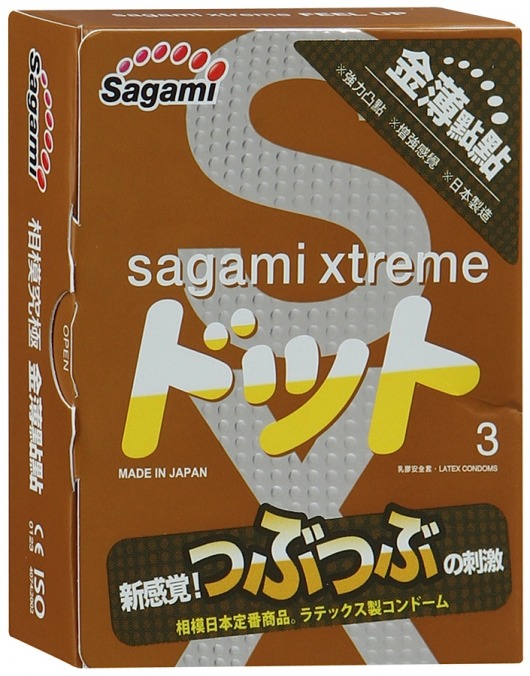 Презервативы Sagami Xtreme FEEL UP с точечной текстурой и линиями прилегания - 3 шт. - Sagami - купить с доставкой в Салавате