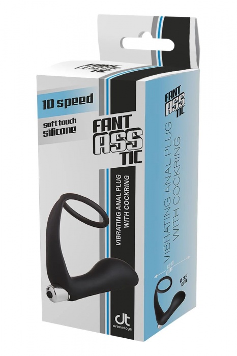 Черное эрекционное кольцо с вибропробкой Vibrating Anal Plug With Cockring - Dream Toys - в Салавате купить с доставкой