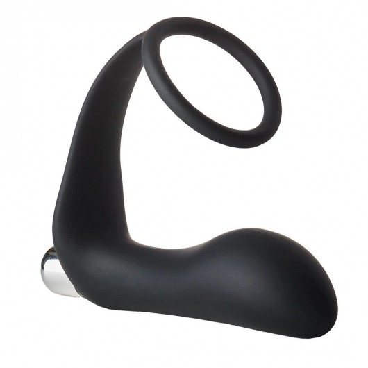 Черное эрекционное кольцо с вибропробкой Vibrating Anal Plug With Cockring - Dream Toys - в Салавате купить с доставкой