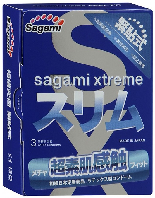 Розовые презервативы Sagami Xtreme FEEL FIT 3D - 3 шт. - Sagami - купить с доставкой в Салавате