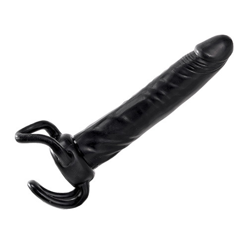 Чёрная насадка-фаллос для двойного проникновения INFLATABLE DILDO SLIM DONG  - 13,5 см. - Toyz4lovers - в Салавате купить с доставкой