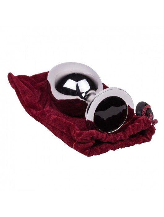 Большой стальной плаг с черным кристаллом Black Rave - 9,5 см. - Erotic Fantasy - купить с доставкой в Салавате