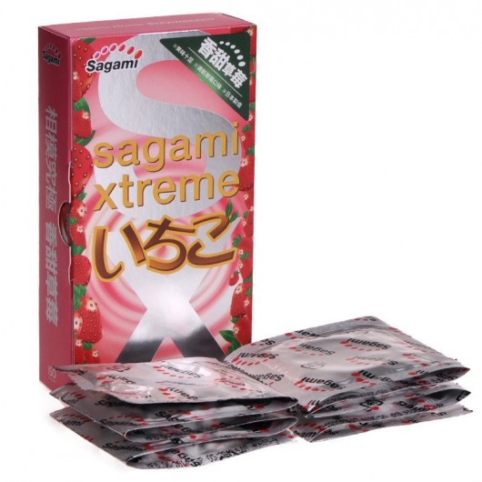 Презервативы Sagami Xtreme Strawberry c ароматом клубники - 10 шт. - Sagami - купить с доставкой в Салавате