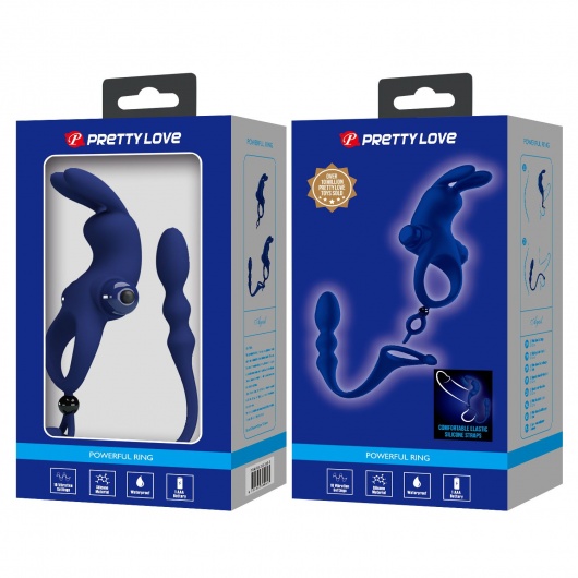 Синее эрекционное виброкольцо со съемным анальным хвостом - Baile - в Салавате купить с доставкой