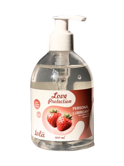 Лубрикант на водной снове Love Protection Strawberry с ароматом клубники - 300 мл. - Lola Games - купить с доставкой в Салавате