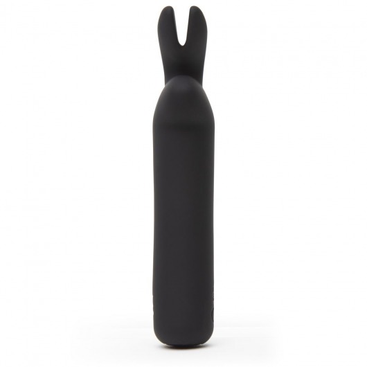 Черная вибропуля с ушками Rechargeable Rabbit Ears Bullet Vibrator - Happy Rabbit