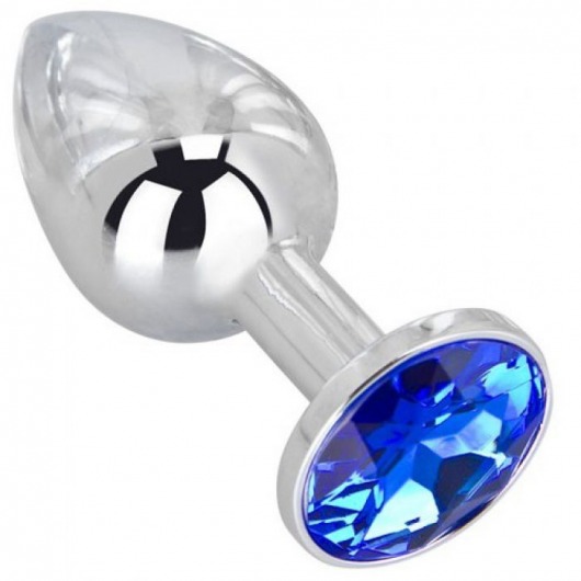 Анальное украшение BUTT PLUG  Small с синим кристаллом - 7 см. - Anal Jewelry Plug - купить с доставкой в Салавате