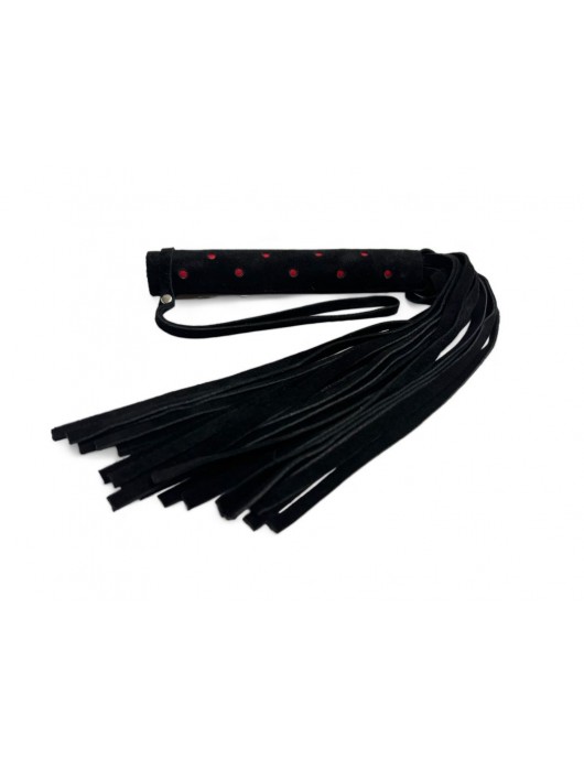 Черная замшевая плеть с красными точками на рукояти Red dot Princess - 43 см. - БДСМ Арсенал - купить с доставкой в Салавате