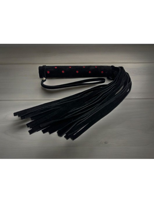 Черная замшевая плеть с красными точками на рукояти Red dot Princess - 43 см. - БДСМ Арсенал - купить с доставкой в Салавате