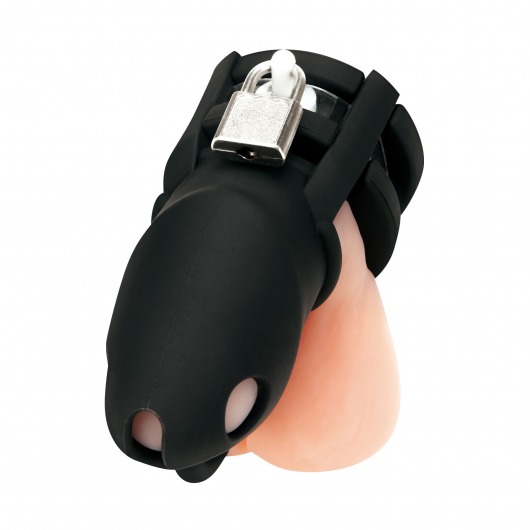 Черная клетка для пениса Silicone Small 2 in Cock Cage With Ball Divider - BlueLine - купить с доставкой в Салавате