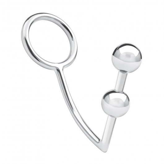 Кольцо на пенис с анальным стимулятором Two Bead Stainless Steel Anal Hook   Cock Ring - BlueLine - в Салавате купить с доставкой