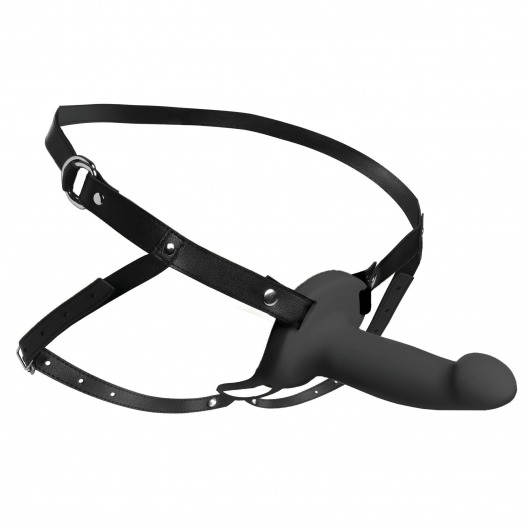 Черный полый страпон с вибрацией 2’’ Erection 28X Smooth Vibrating Silicone Penis Sheath - XR Brands - купить с доставкой в Салавате