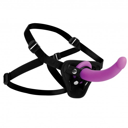 Лиловый поясной страпон Navigator Silicone G-Spot Dildo with Harness - 17,8 см. - XR Brands - купить с доставкой в Салавате