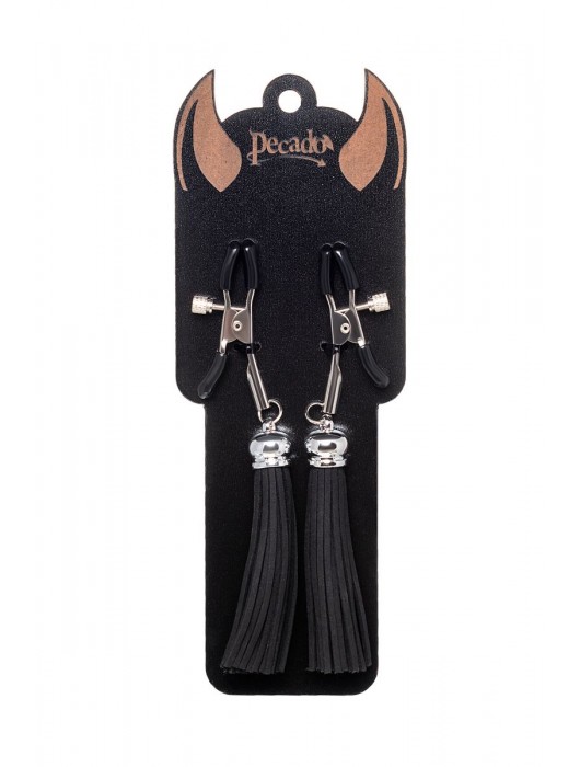 Зажимы на соски «Прищепки» с черными кисточками из замши - Pecado - купить с доставкой в Салавате