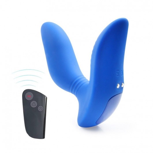 Синий вибромассажер простаты 3,5’’ Remote Control Curve P-spot Massager - 12 см. - Erokay - в Салавате купить с доставкой