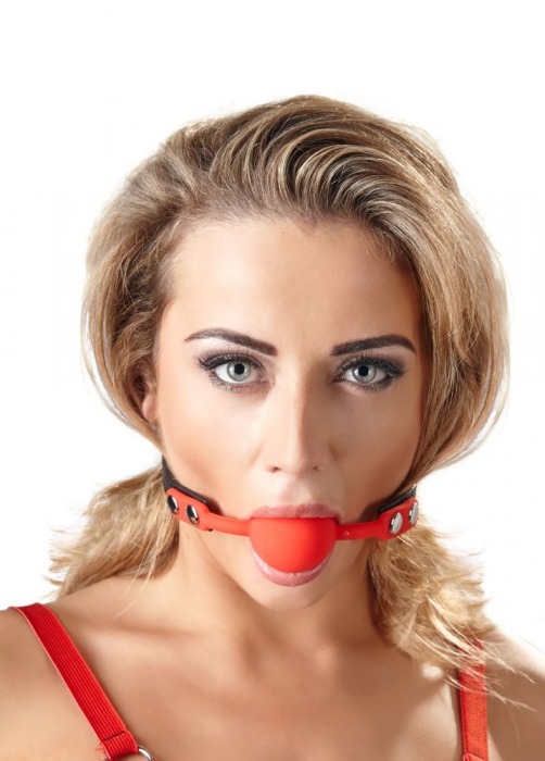 Силиконовый кляп-шар на чёрных ремешках Red Gag silicone - Orion - купить с доставкой в Салавате