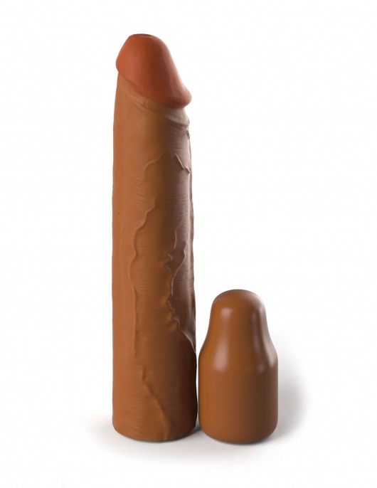 Коричневая насадка на член 2  Silicone X-tension - 20,3 см. - Pipedream - в Салавате купить с доставкой