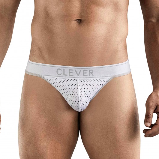 Белые перфорированные трусы-тонги Clever Ambar Thong - Clever Masculine Underwear купить с доставкой Белые перфорированные трусы-тонги Clever Ambar Thong - Clever Masculine Underwear купить с доставкой