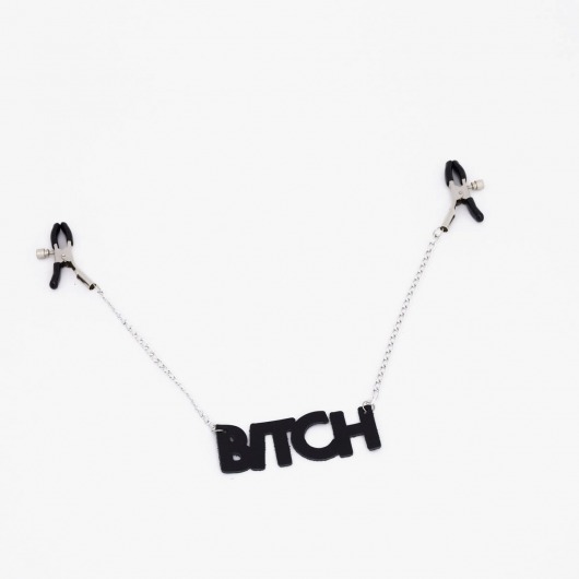 Зажимы на соски с кожаной подвеской Bitch - Crazy Handmade - купить с доставкой в Салавате