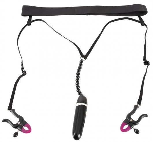 Женские вибростринги с зажимами для половых губ Spreader String with Vibrator - Orion - купить с доставкой в Салавате