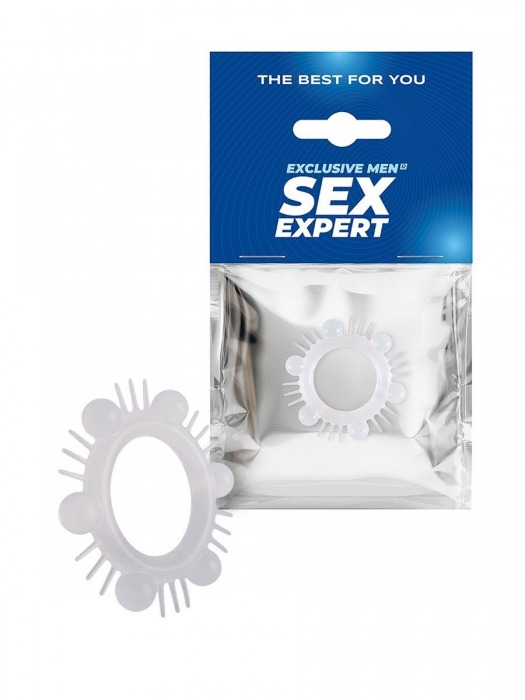 Эластичное эрекционное кольцо с шипиками и шариками - Sex Expert - в Салавате купить с доставкой