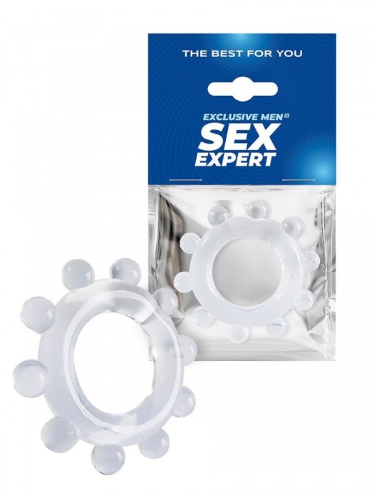 Прозрачное эрекционное кольцо со стимулирующими шариками - Sex Expert - в Салавате купить с доставкой