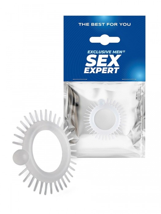 Эластичное эрекционное кольцо с шипиками и шариком - Sex Expert - в Салавате купить с доставкой