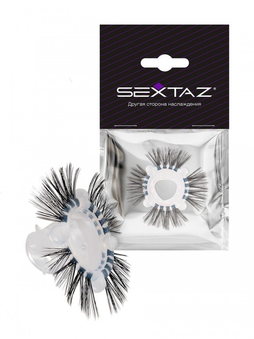 Эластичное эрекционное кольцо с черными «ресничками» - Sextaz - в Салавате купить с доставкой