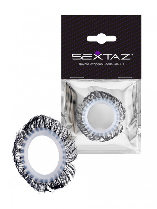 Эластичное эрекционное колечко с черными «ресничками» - Sextaz - в Салавате купить с доставкой