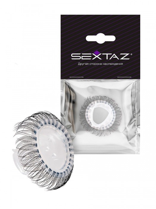 Эластичное эрекционное кольцо с длинными черными «ресничками» - Sextaz - в Салавате купить с доставкой
