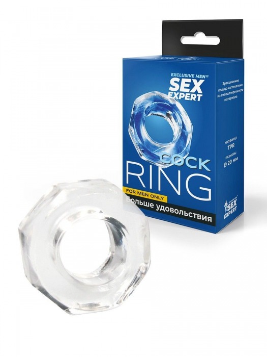Прозрачное эрекционное кольцо в форме гайки - Sex Expert - в Салавате купить с доставкой
