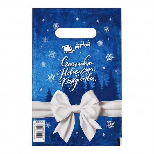 Сине-белый подарочный новогодний пакет с вырубной ручкой (20х30 см) - Сима-Ленд - купить с доставкой в Салавате