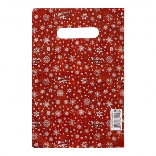 Красный подарочный новогодний пакет с вырубной ручкой (20х30 см) - Сима-Ленд - купить с доставкой в Салавате