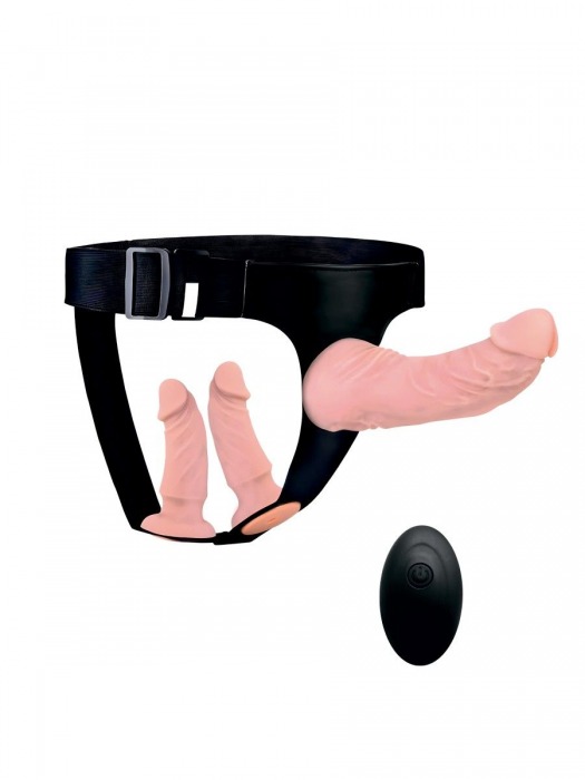 Женский страпон с 3 насадками и вибрацией - Erowoman-Eroman - купить с доставкой в Салавате