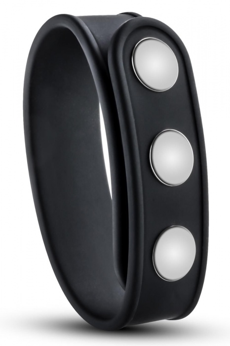 Черное эрекционное кольцо на кнопках - Blush Novelties - в Салавате купить с доставкой