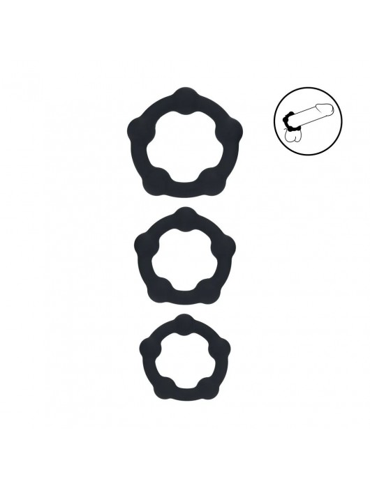 Набор из 3 эрекционных колец Beaded Silicone Cockring Set - Shots Media BV - в Салавате купить с доставкой
