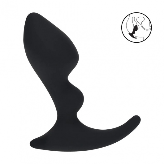 Черная анальная пробка для массажа простаты Double Ripple Silicone Prostate Massager - Shots Media BV - в Салавате купить с доставкой