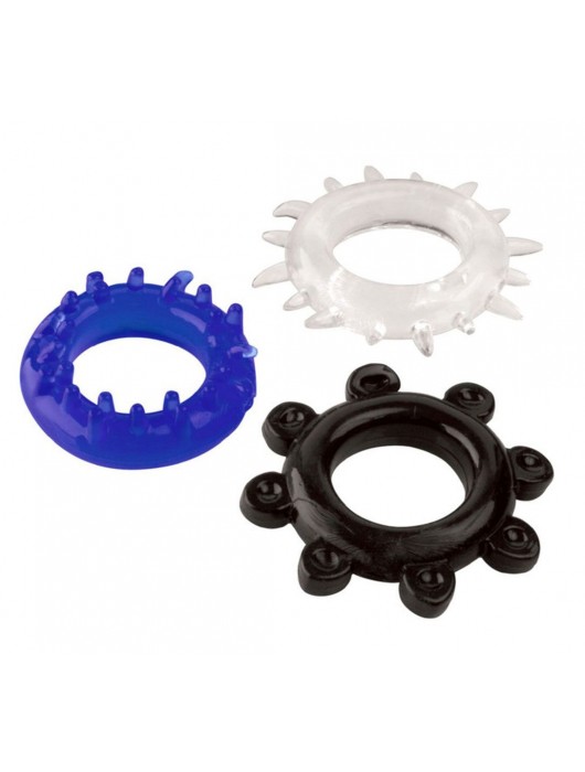 Набор из 3 эрекционных колец разного цвета и рельефа - Boys of Toys - в Салавате купить с доставкой