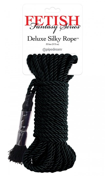 Черная веревка для фиксации Deluxe Silky Rope - 9,75 м. - Pipedream - купить с доставкой в Салавате