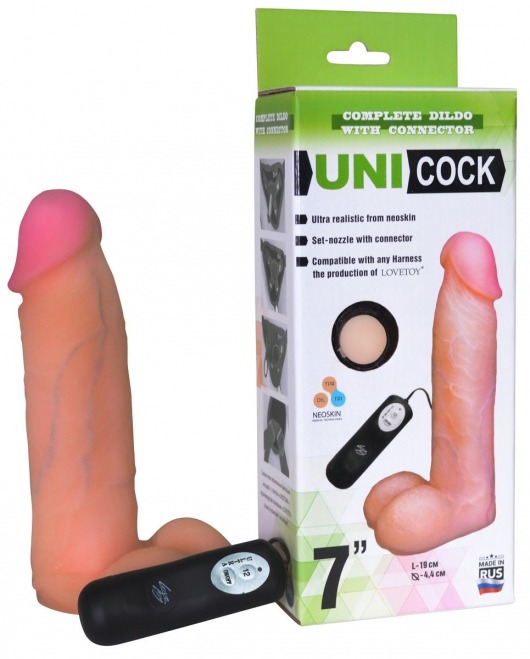 Фаллическая насадка Харнесс UNICOCK 7  с вибрацией - 19 см. - LOVETOY (А-Полимер) - купить с доставкой в Салавате
