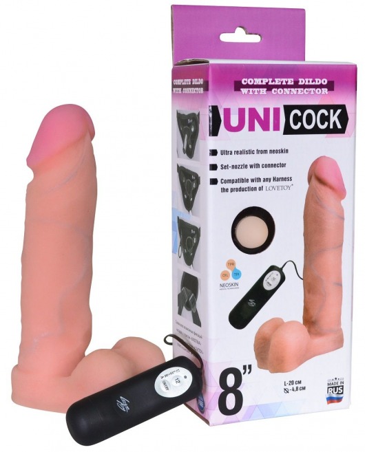 Фаллическая насадка Харнесс UNICOCK 8  с вибрацией - 20 см. - LOVETOY (А-Полимер) - купить с доставкой в Салавате