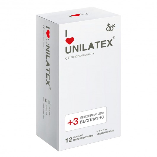 Ультратонкие презервативы Unilatex Ultra Thin - 12 шт. + 3 шт. в подарок - Unilatex - купить с доставкой в Салавате