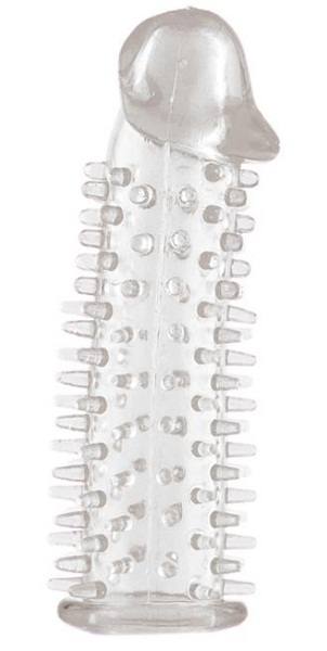 Прозрачная насадка на половой член с закрытой головкой и шипами - 12,5 см. - Toyfa Basic - в Салавате купить с доставкой
