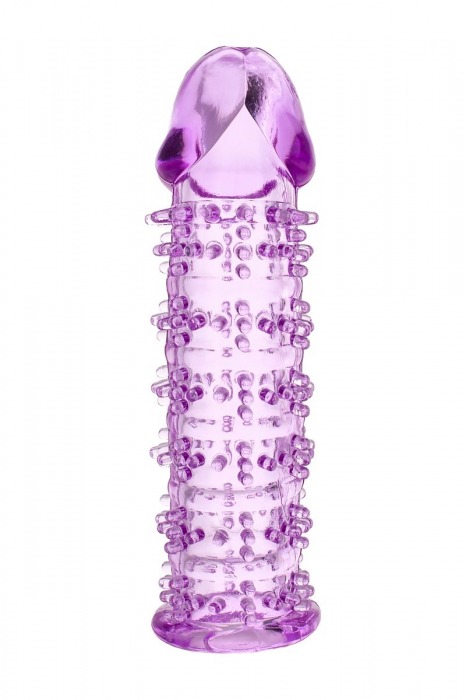 Гелевая фиолетовая насадка на фаллос с шипами - 12 см. - Toyfa Basic - в Салавате купить с доставкой