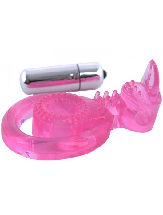 Розовая вибронасадка со стимулятор клитора   Язычок - Toyfa Basic - в Салавате купить с доставкой